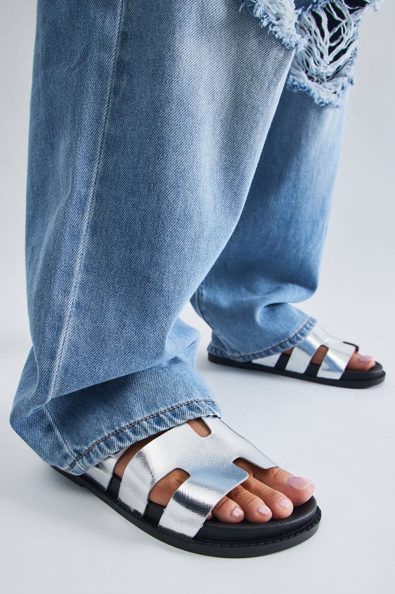 Shyann Casual Slides - Silver sold by Fashion Nova