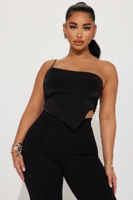 Can't Compare One Shoulder Top - Black made by Fashion Nova