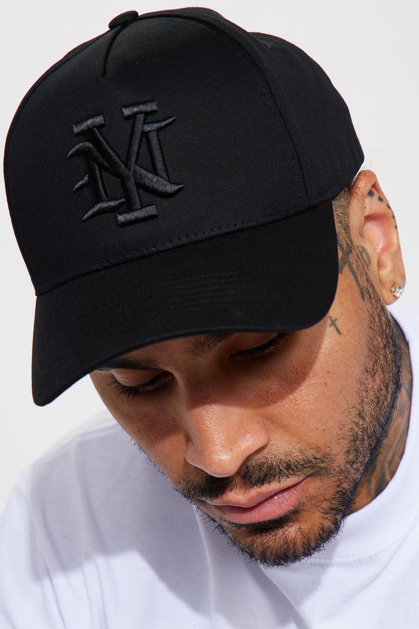 NY Snapback Hat - Black/Black sold by Fashion Nova