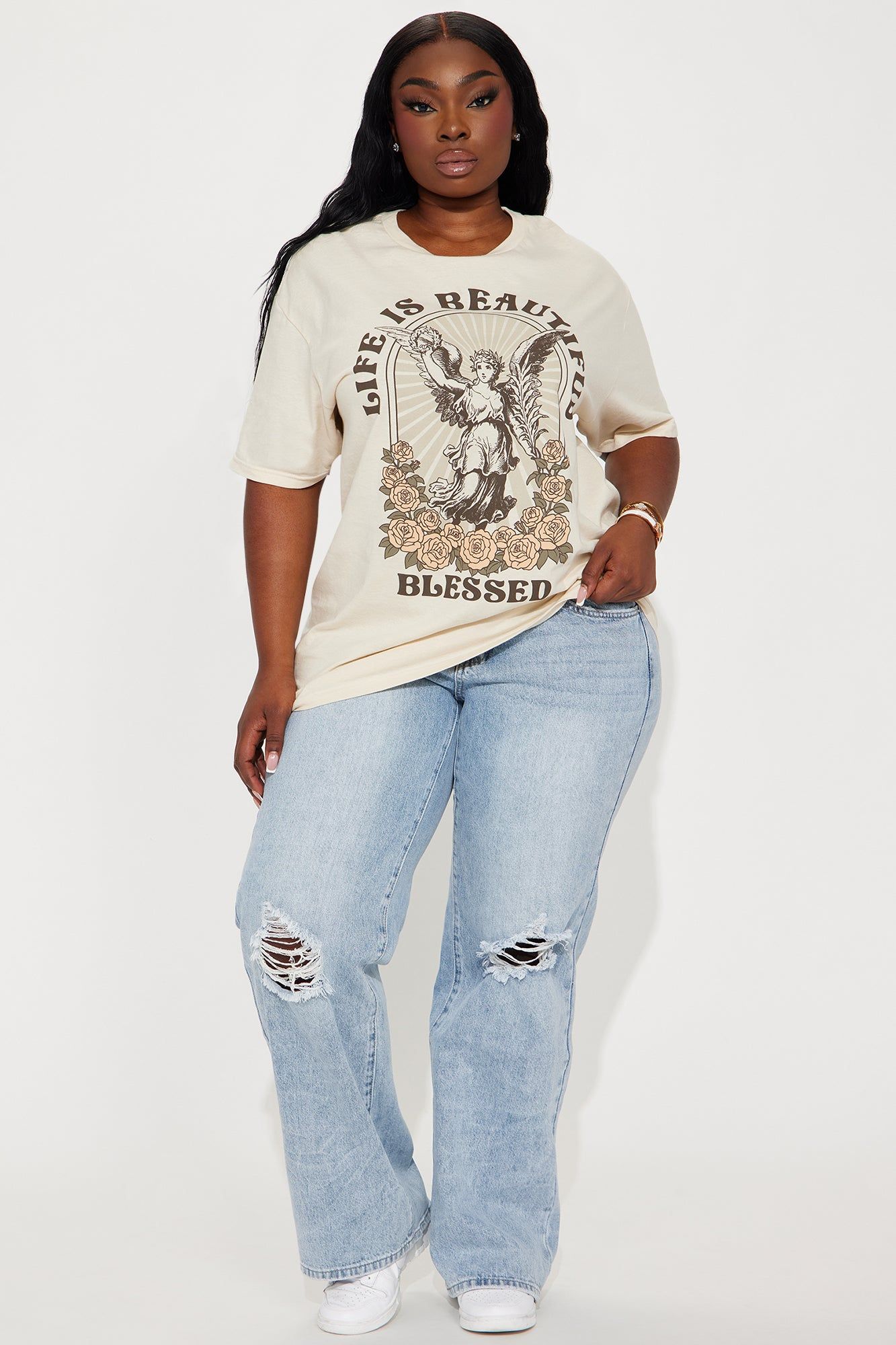 Life Is Beautiful Graphic Tee - Cream sold by Fashion Nova product image thumbnail 5