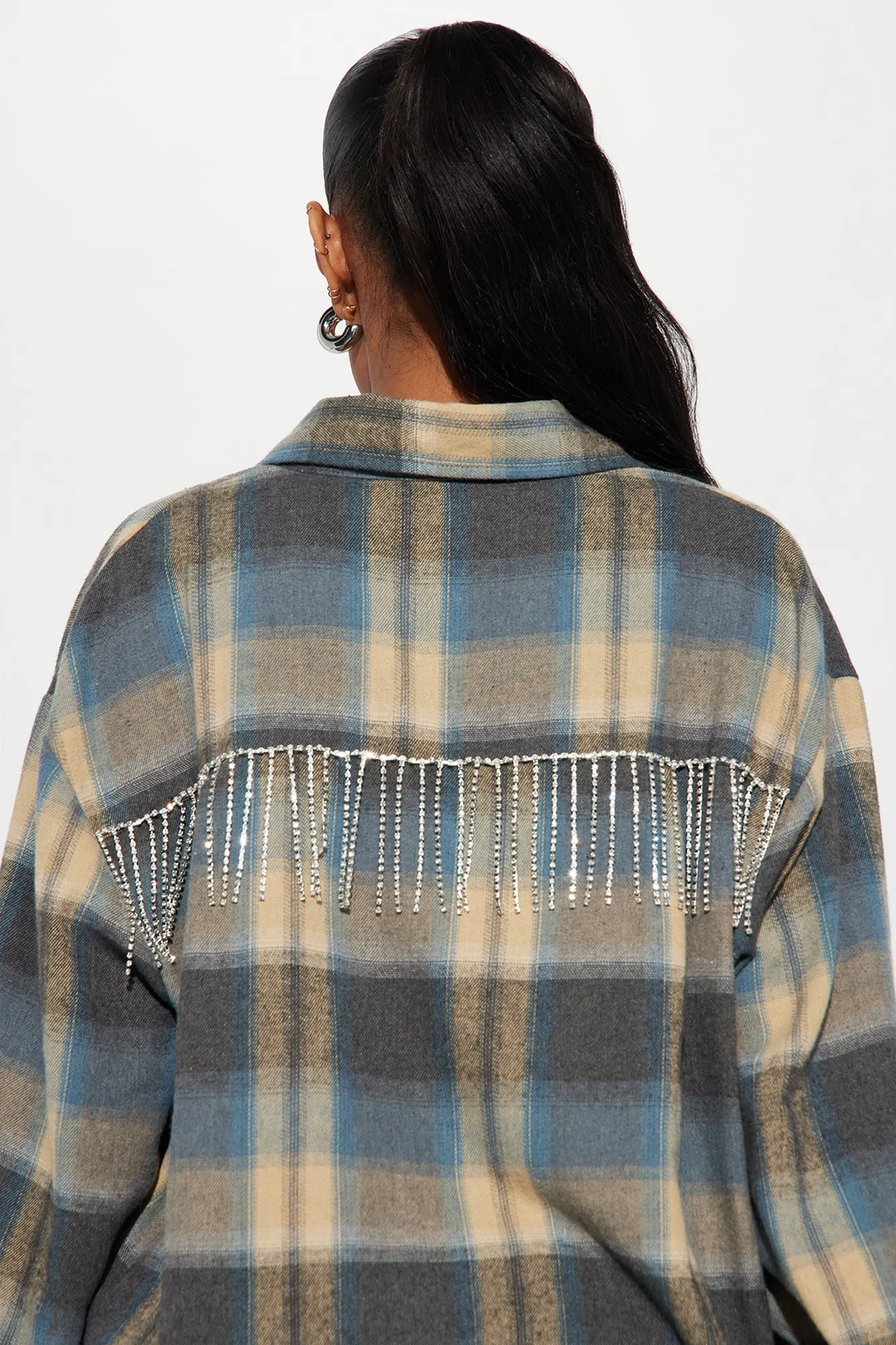 Party In The Back Plaid Shirt - Taupe/combo sold by Fashion Nova product image thumbnail 3