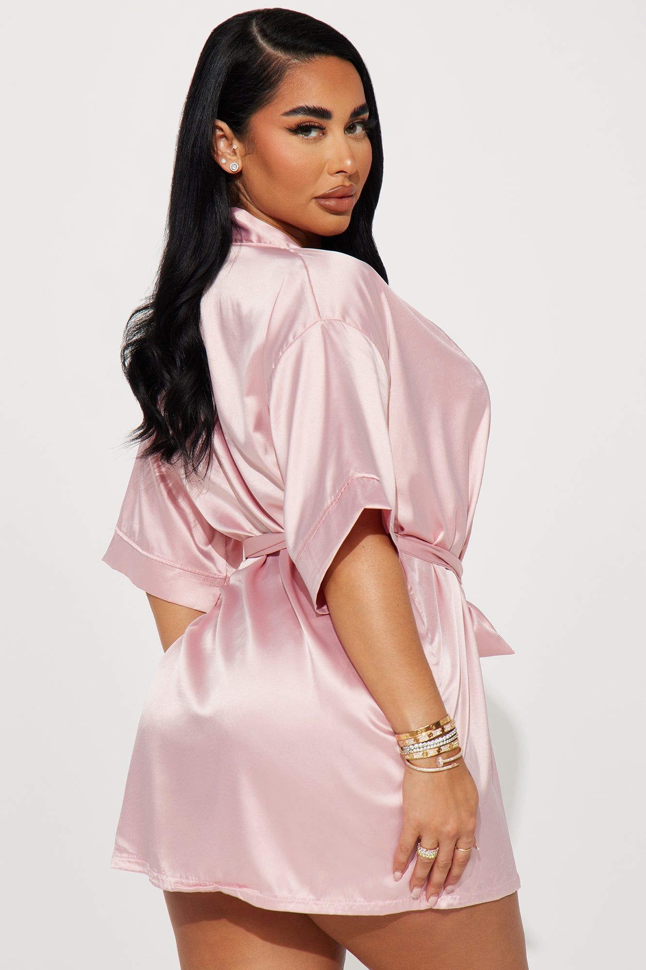 Getting Ready For You Satin Robe - Pink sold by Fashion Nova product image thumbnail 2