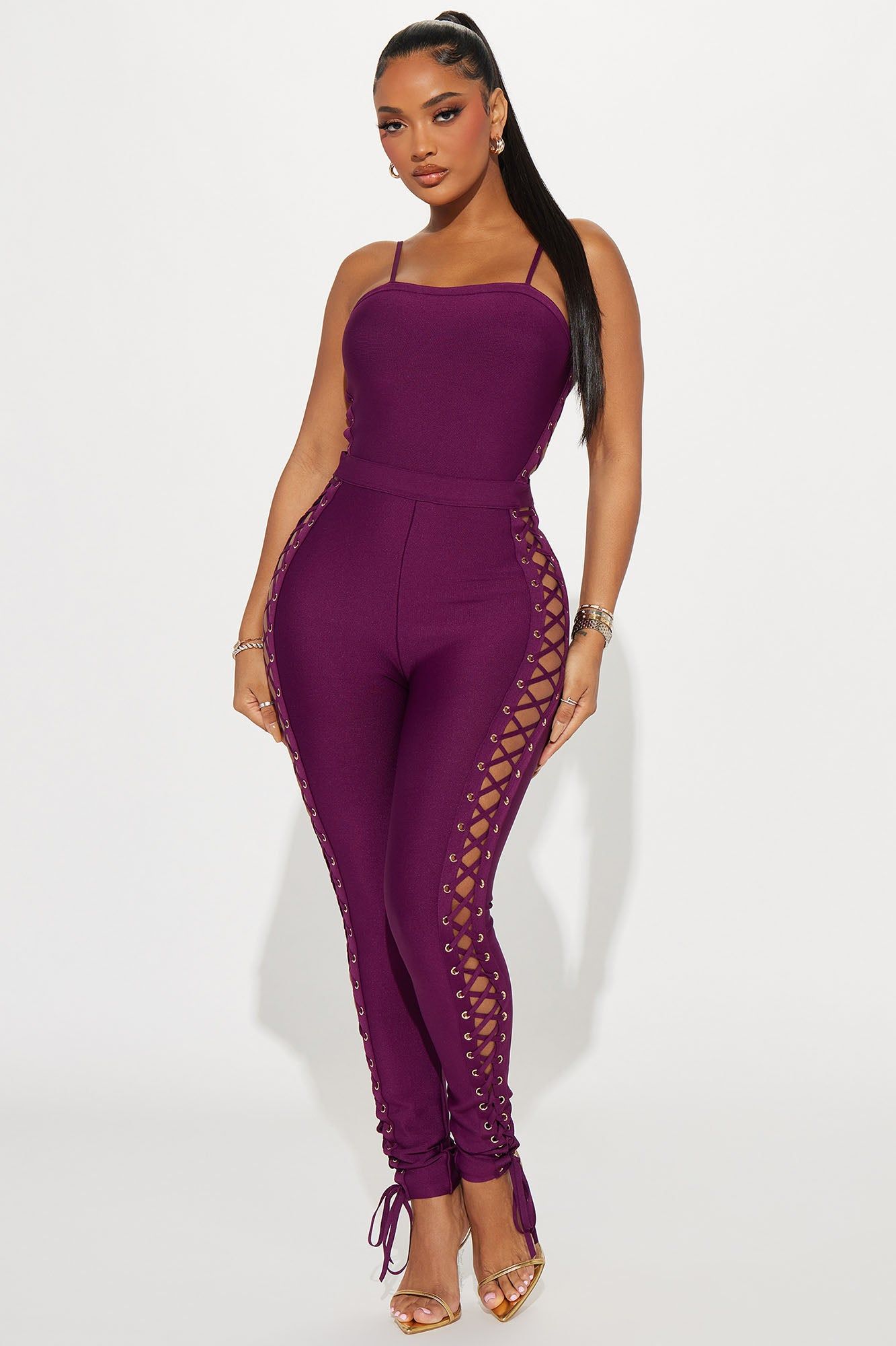 All A Blur Bandage Jumpsuit - Purple sold by Fashion Nova
