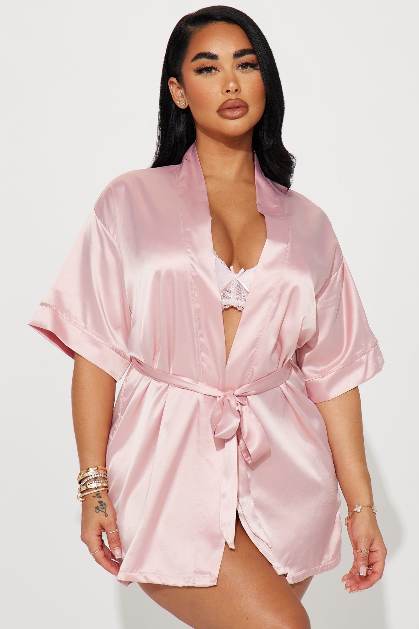 Getting Ready For You Satin Robe - Pink sold by Fashion Nova