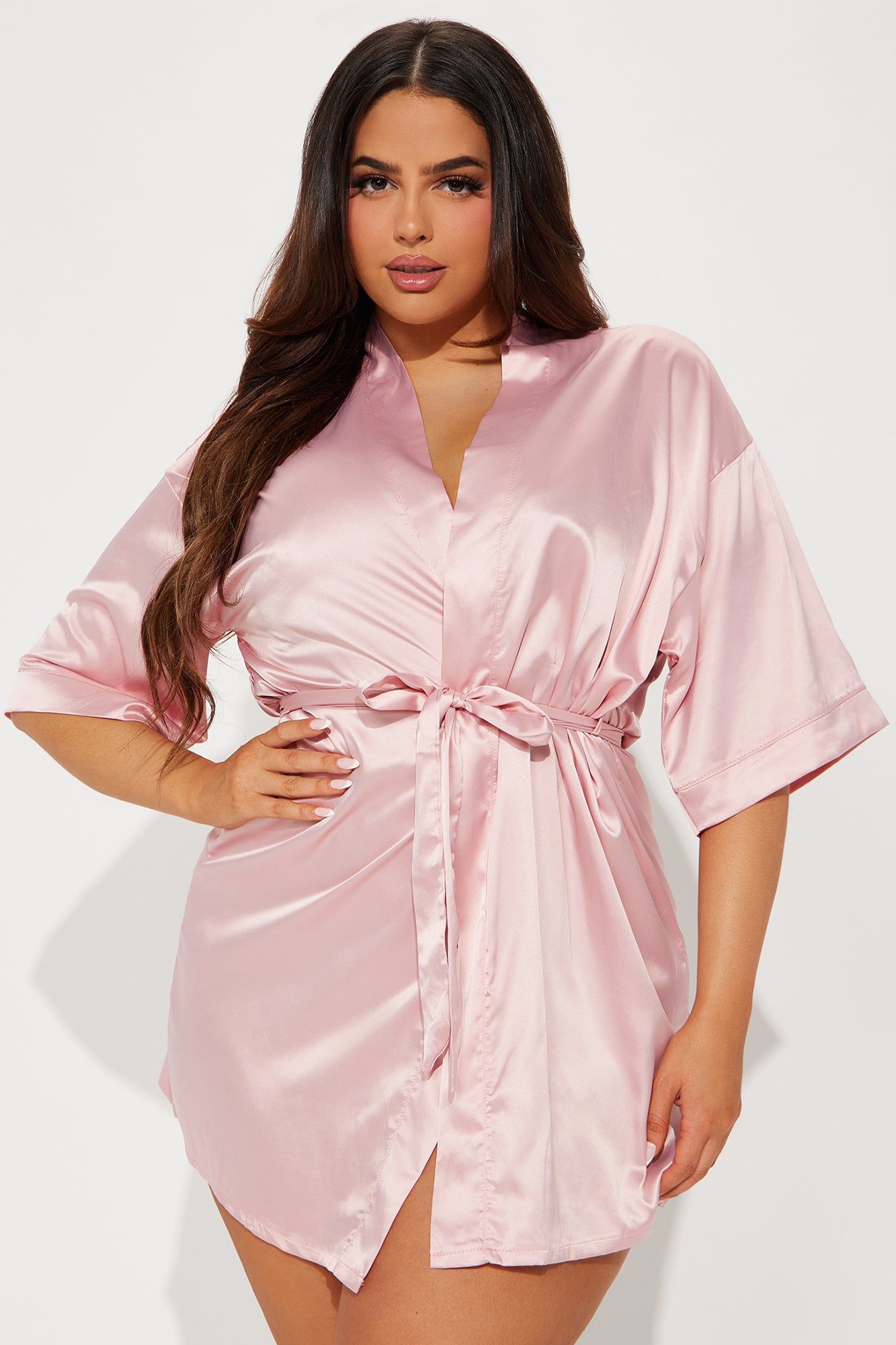 Getting Ready For You Satin Robe - Pink sold by Fashion Nova product image thumbnail 3