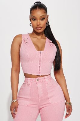 Unconditional Love Denim Top - Pink sold by Fashion Nova