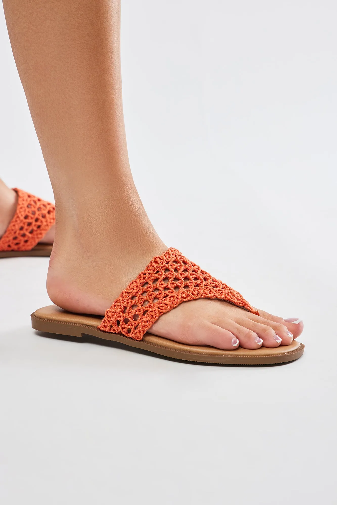 True Feeling Crochet Flip Flops - Orange sold by Fashion Nova product image thumbnail 4