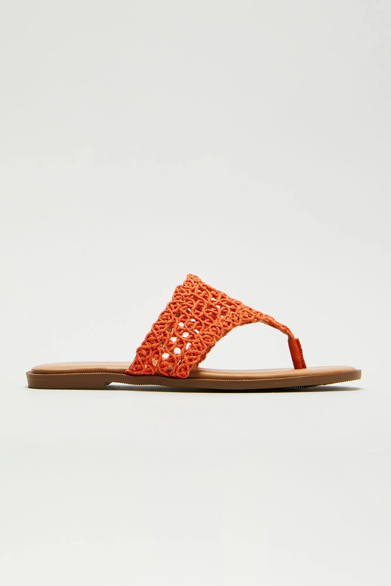 True Feeling Crochet Flip Flops - Orange sold by Fashion Nova