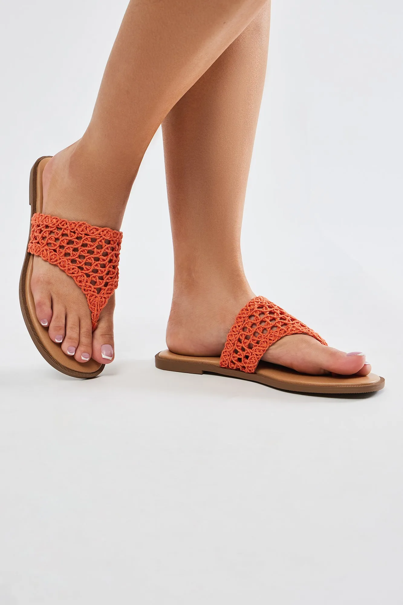 True Feeling Crochet Flip Flops - Orange sold by Fashion Nova product image thumbnail 2