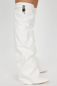 Nadine Overlay Wedge Boots - White sold by Fashion Nova