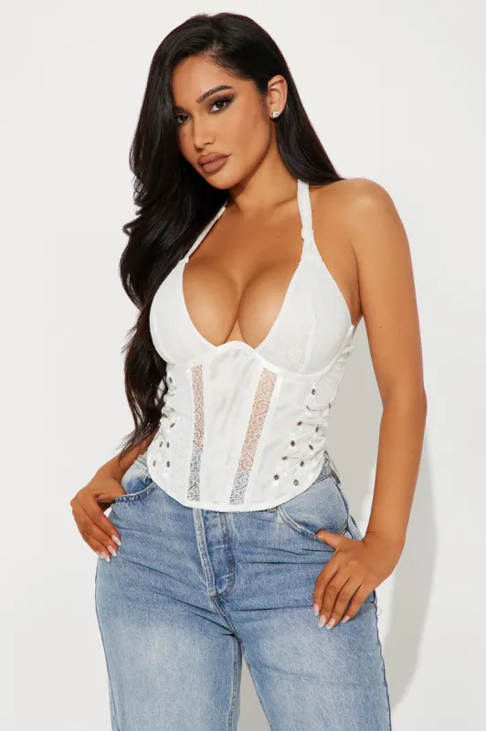 Moves To Make Lace Halter Top - White sold by Fashion Nova