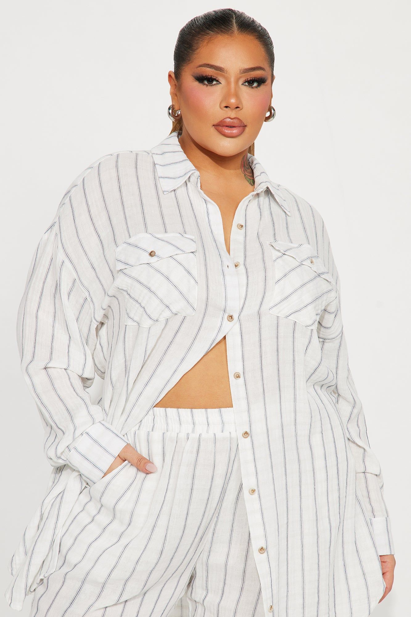 The Perfect Striped Pant Set - White/combo sold by Fashion Nova product image thumbnail 5