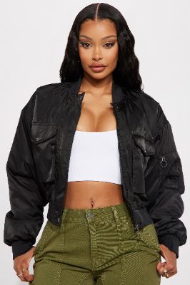 Milani Utility Bomber Jacket - Black sold by Fashion Nova