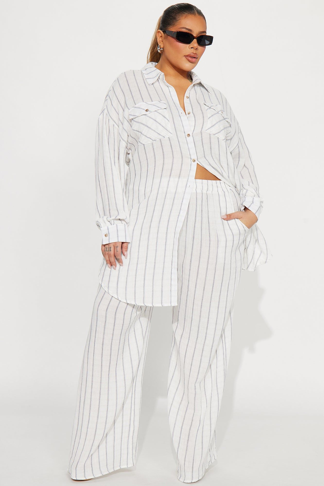 The Perfect Striped Pant Set - White/combo sold by Fashion Nova product image thumbnail 4