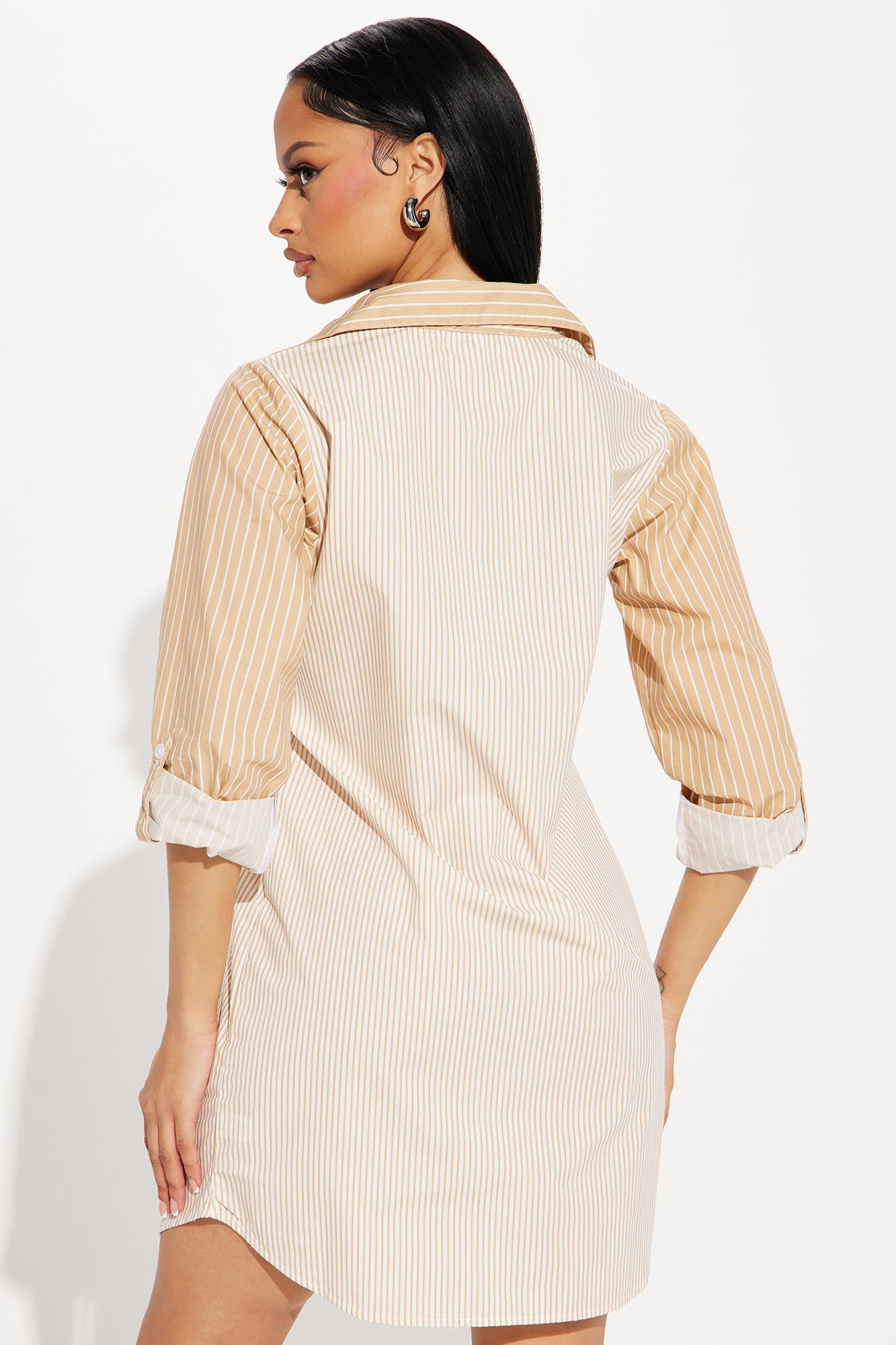Liza Mini Shirt Dress - Sand/combo sold by Fashion Nova product image thumbnail 3