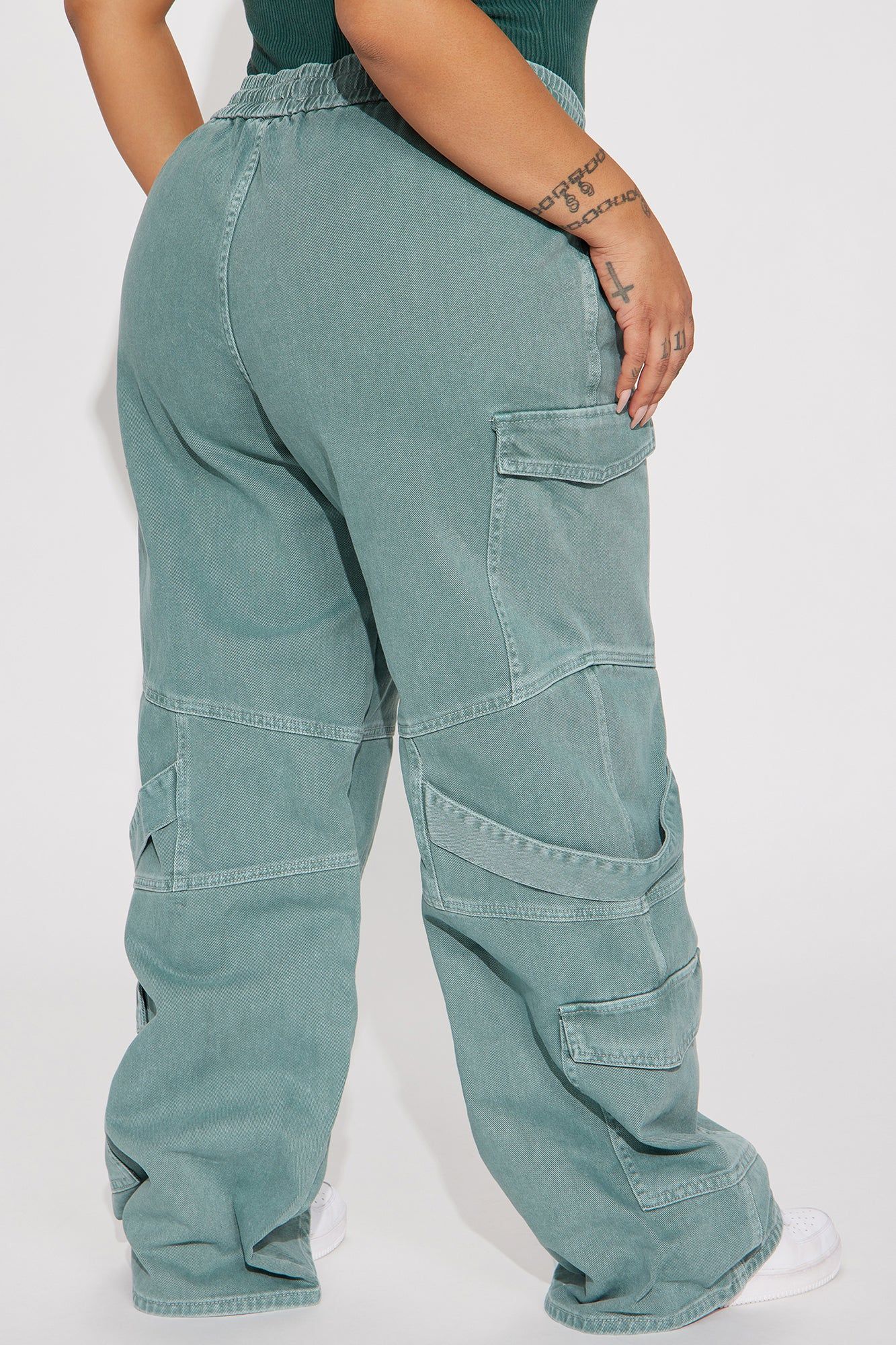 Know What To Do Non Stretch Cargo Jean - Green sold by Fashion Nova product image thumbnail 7