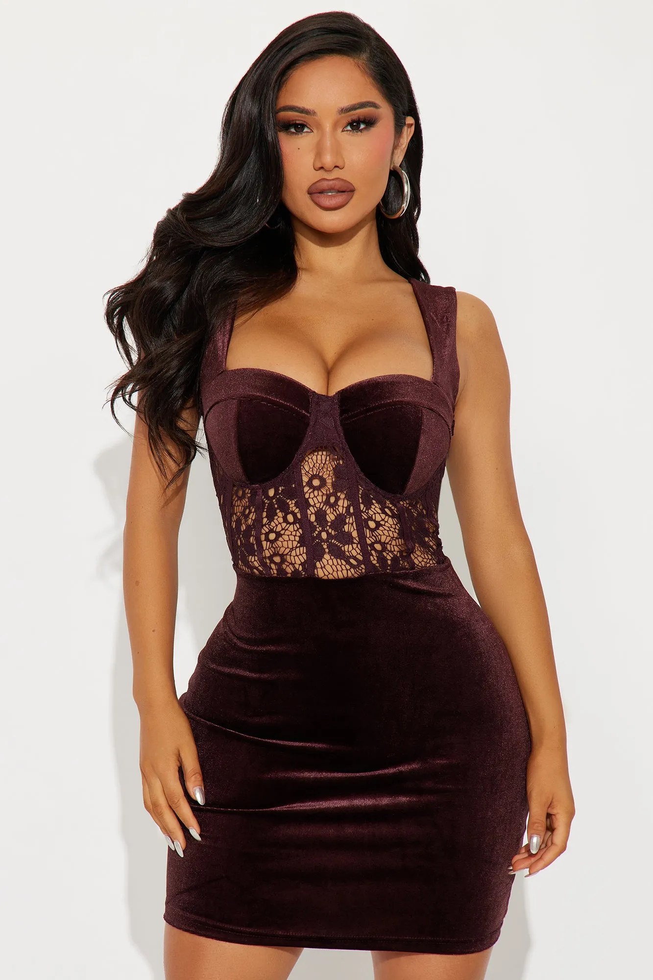Isadora Velvet Mini Dress - Chocolate sold by Fashion Nova
