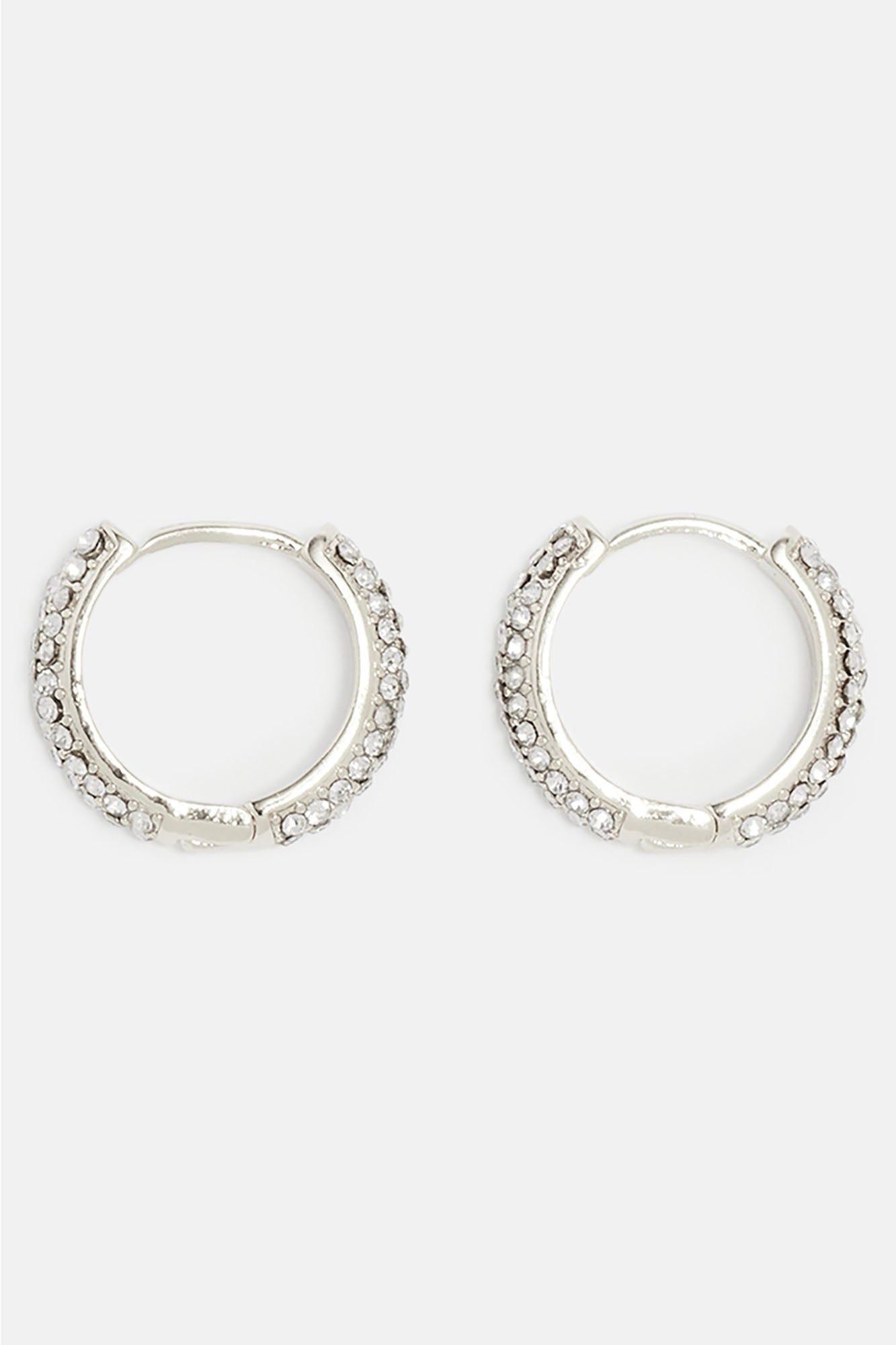 Iced Hoop Earring Set - Silver sold by Fashion Nova