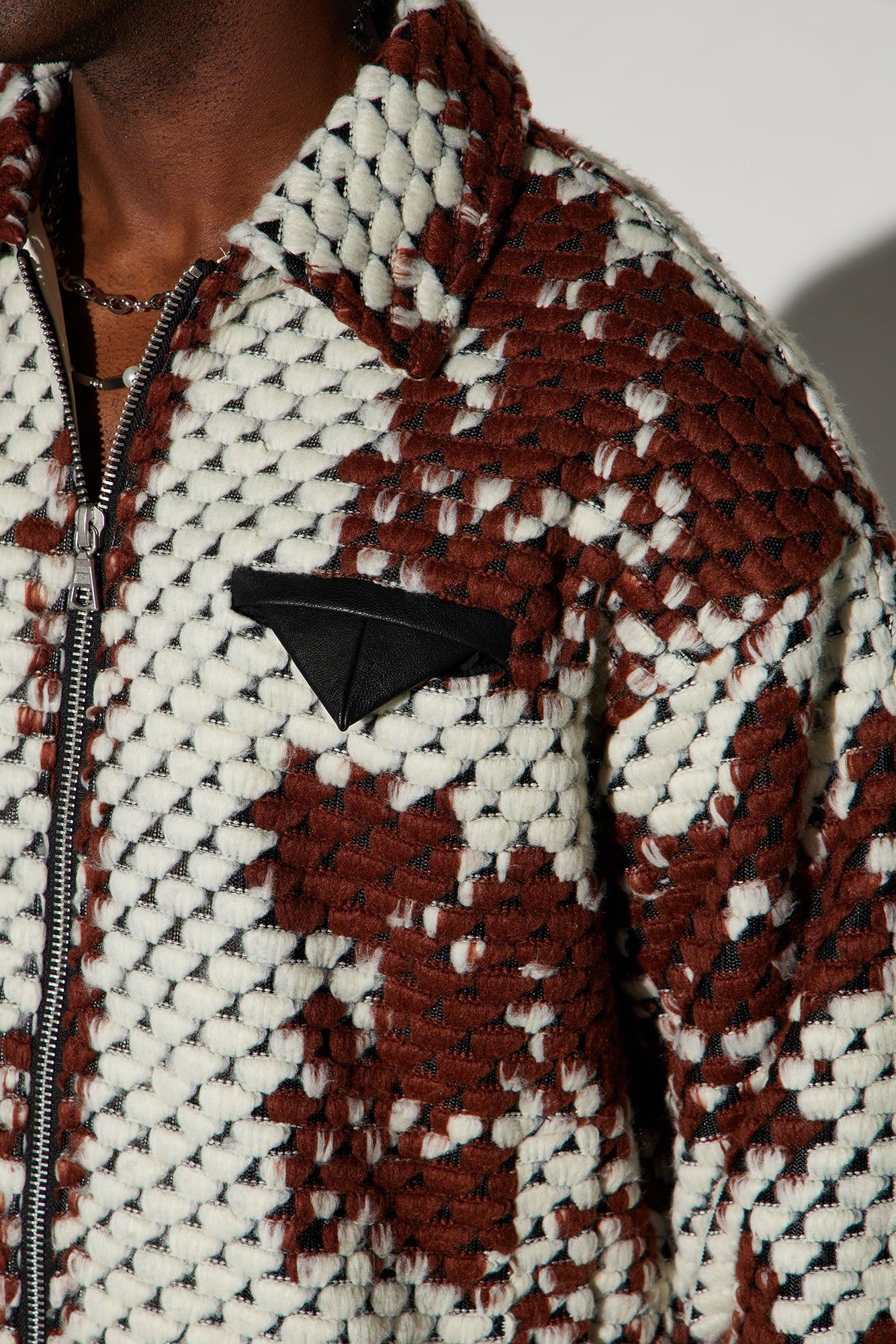 Newbury Jacquard Cropped Jacket - Brown/combo sold by Fashion Nova product image thumbnail 3
