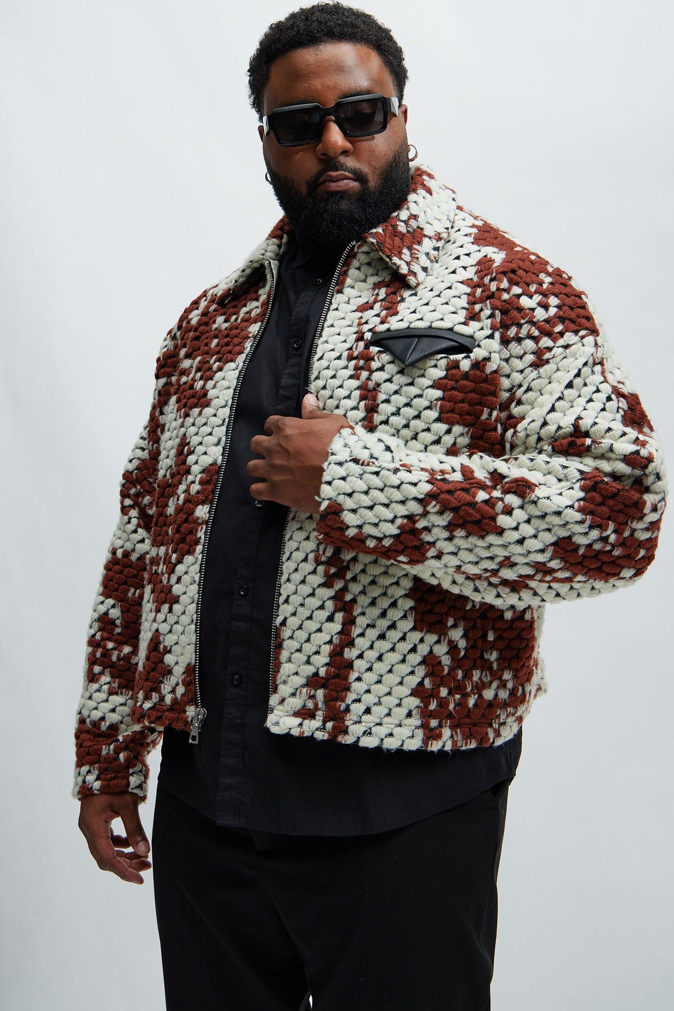 Newbury Jacquard Cropped Jacket - Brown/combo sold by Fashion Nova product image thumbnail 5