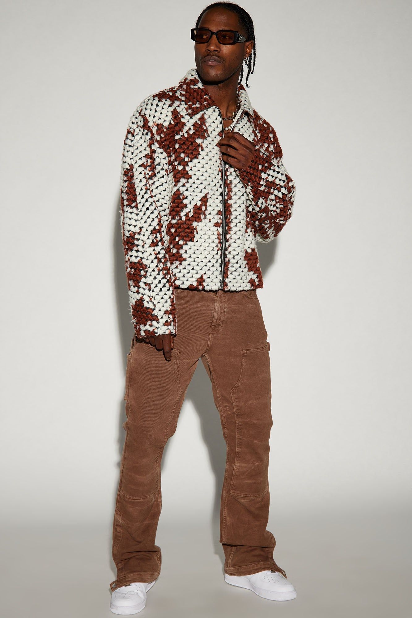 Newbury Jacquard Cropped Jacket - Brown/combo sold by Fashion Nova product image thumbnail 2