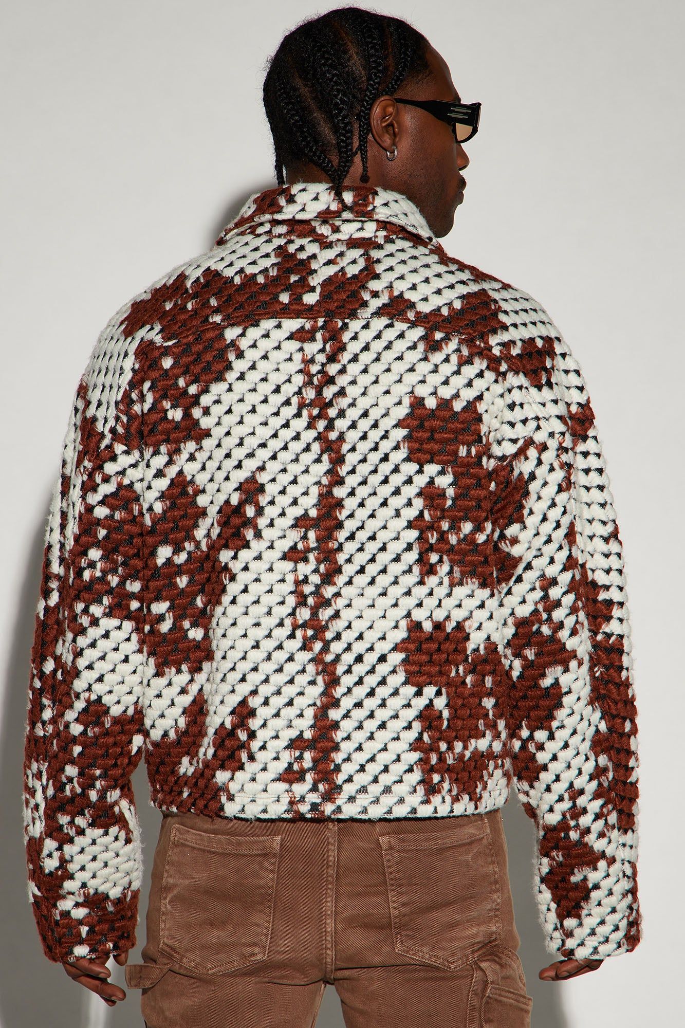 Newbury Jacquard Cropped Jacket - Brown/combo sold by Fashion Nova product image thumbnail 4