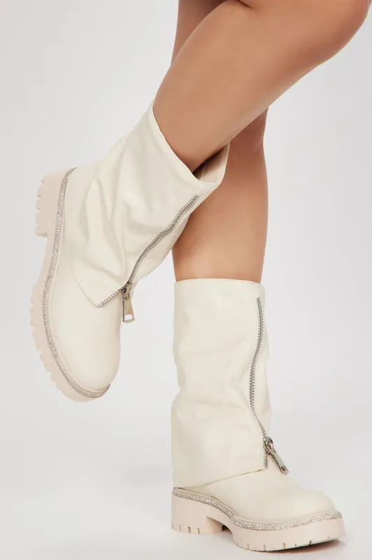 Emmy Flat Overlay Booties - White sold by Fashion Nova