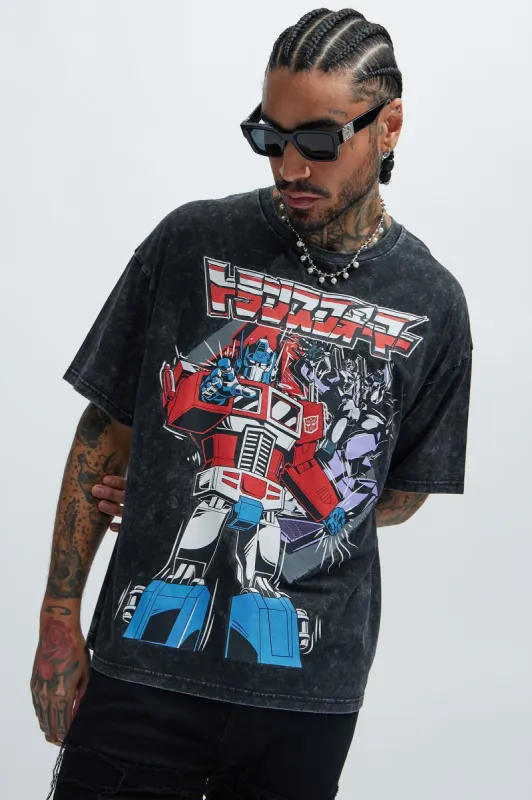 Transformers Optimus Prime Vs. Starscreen Oversized Short Sleeve Tee - Charcoal sold by Fashion Nova