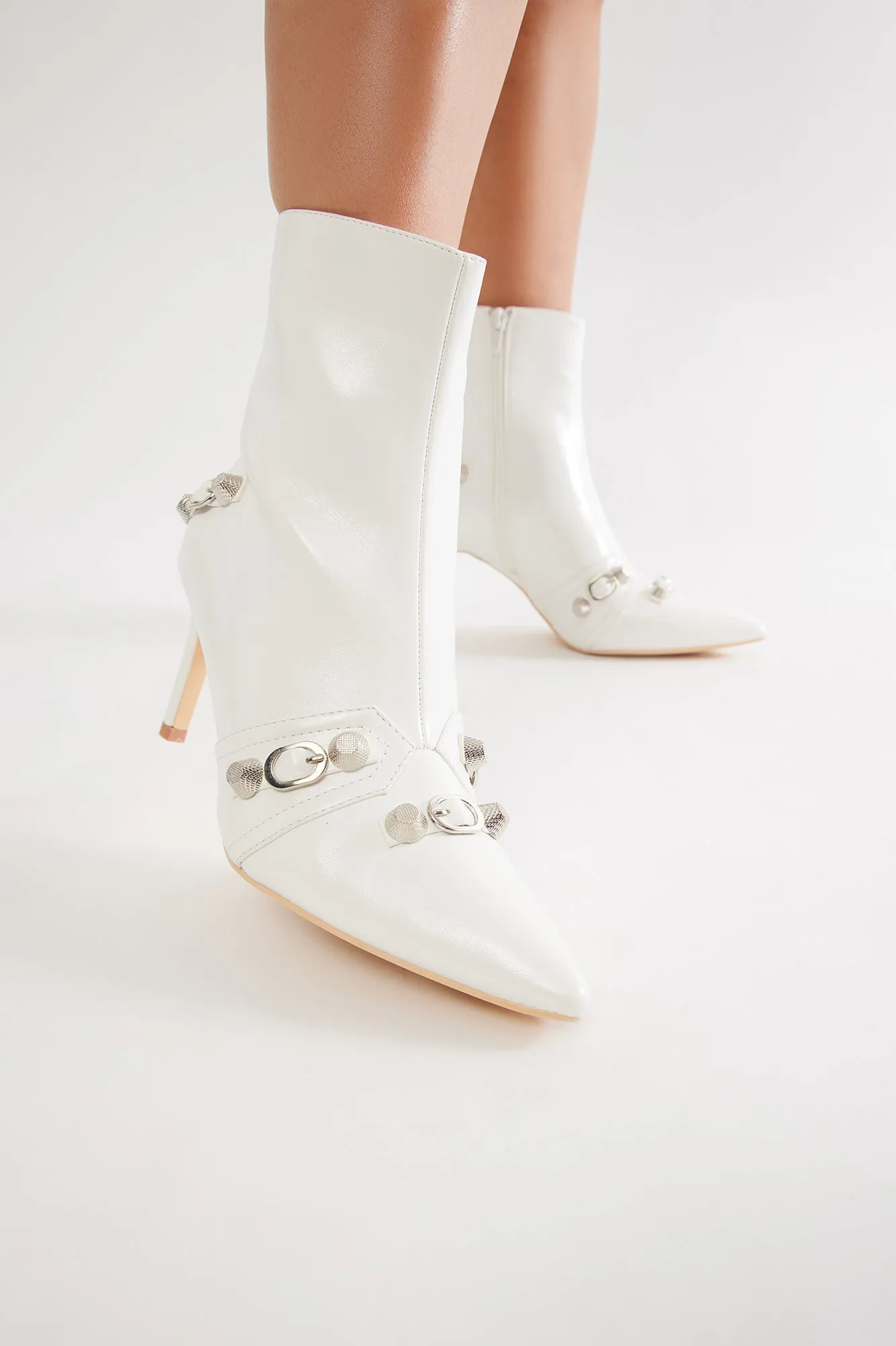 Jude Hardware Booties - White sold by Fashion Nova product image thumbnail 4