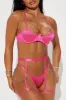 Sofia Satin Garter 3 Piece Set - Hot Pink sold by Fashion Nova