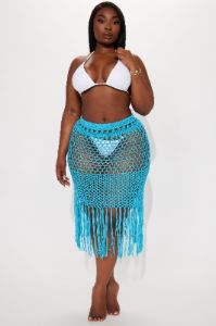 Lucy Crochet Cover Up Skirt - Blue sold by Fashion Nova