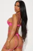 Sofia Satin Garter 3 Piece Set - Hot Pink sold by Fashion Nova