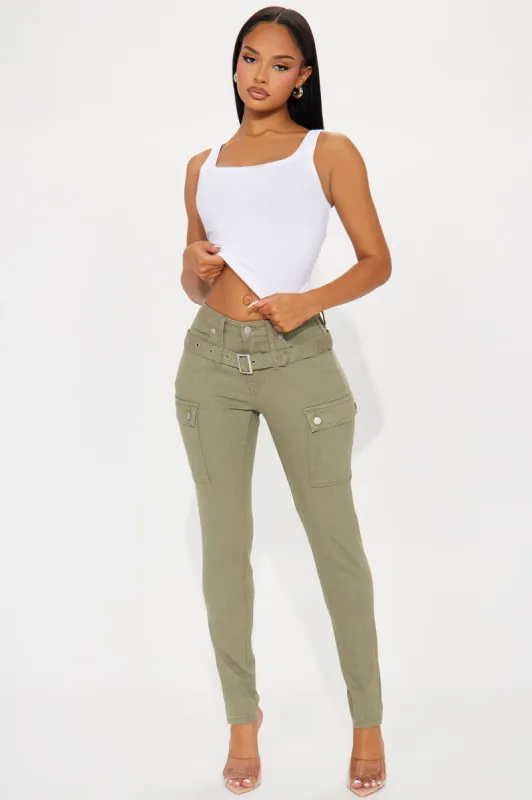 Make It Known Skinny Pant - Olive sold by Fashion Nova