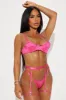 Sofia Satin Garter 3 Piece Set - Hot Pink sold by Fashion Nova