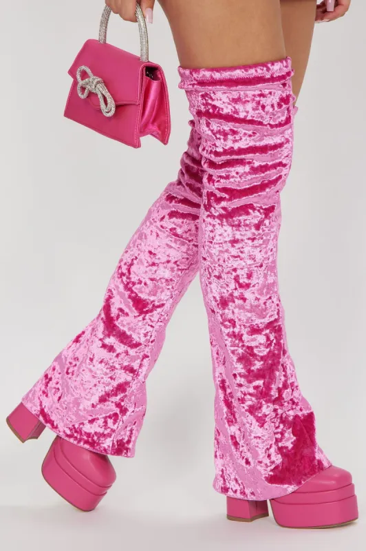 On My Way Out Velvet Boots - Pink sold by Fashion Nova