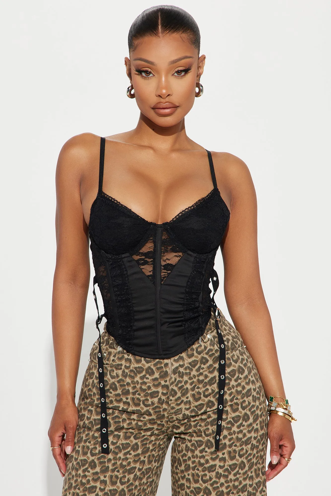 Only For Tonight Lace Corset Top - Black sold by Fashion Nova