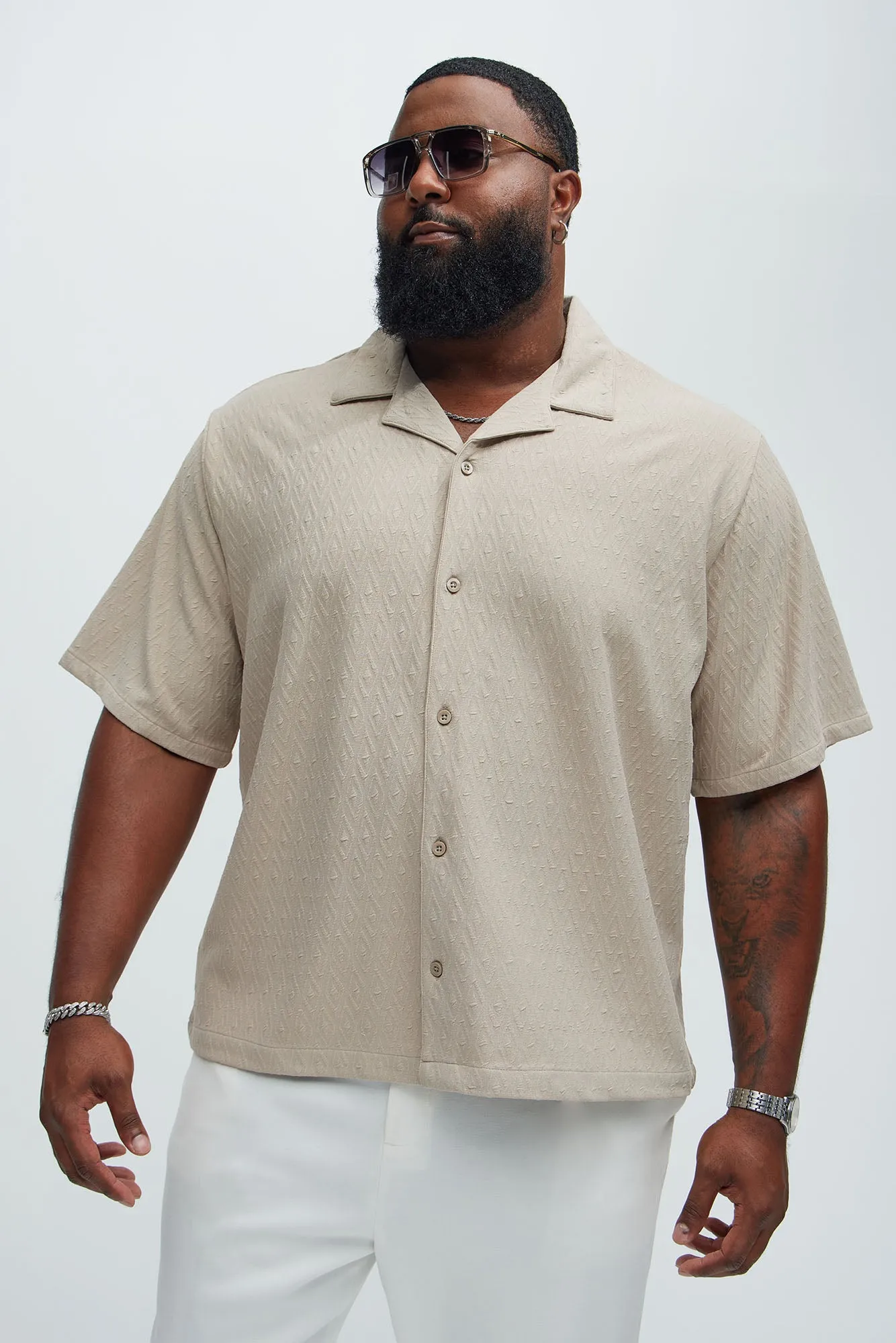 Wade Textured Shirt - Taupe sold by Fashion Nova product image thumbnail 5