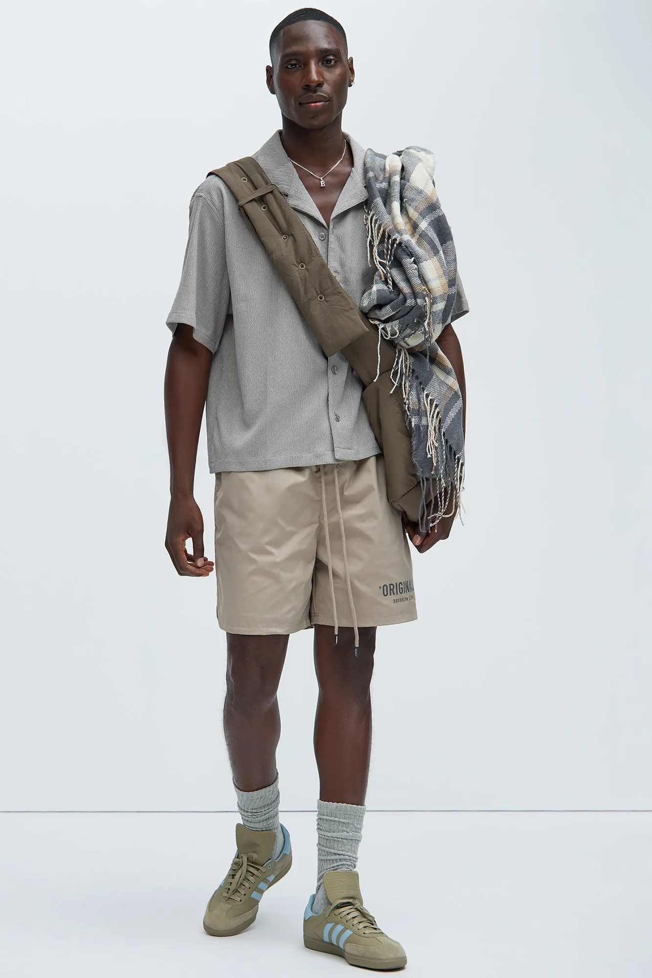 Originals Nylon Warm Up Shorts - Stone sold by Fashion Nova product image thumbnail 2