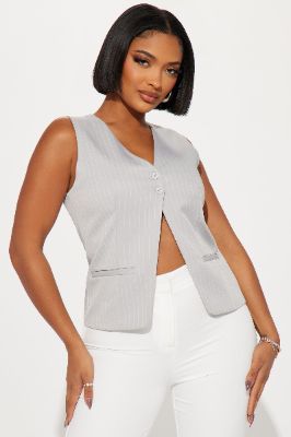 Conducting Business Vest Top - Grey sold by Fashion Nova