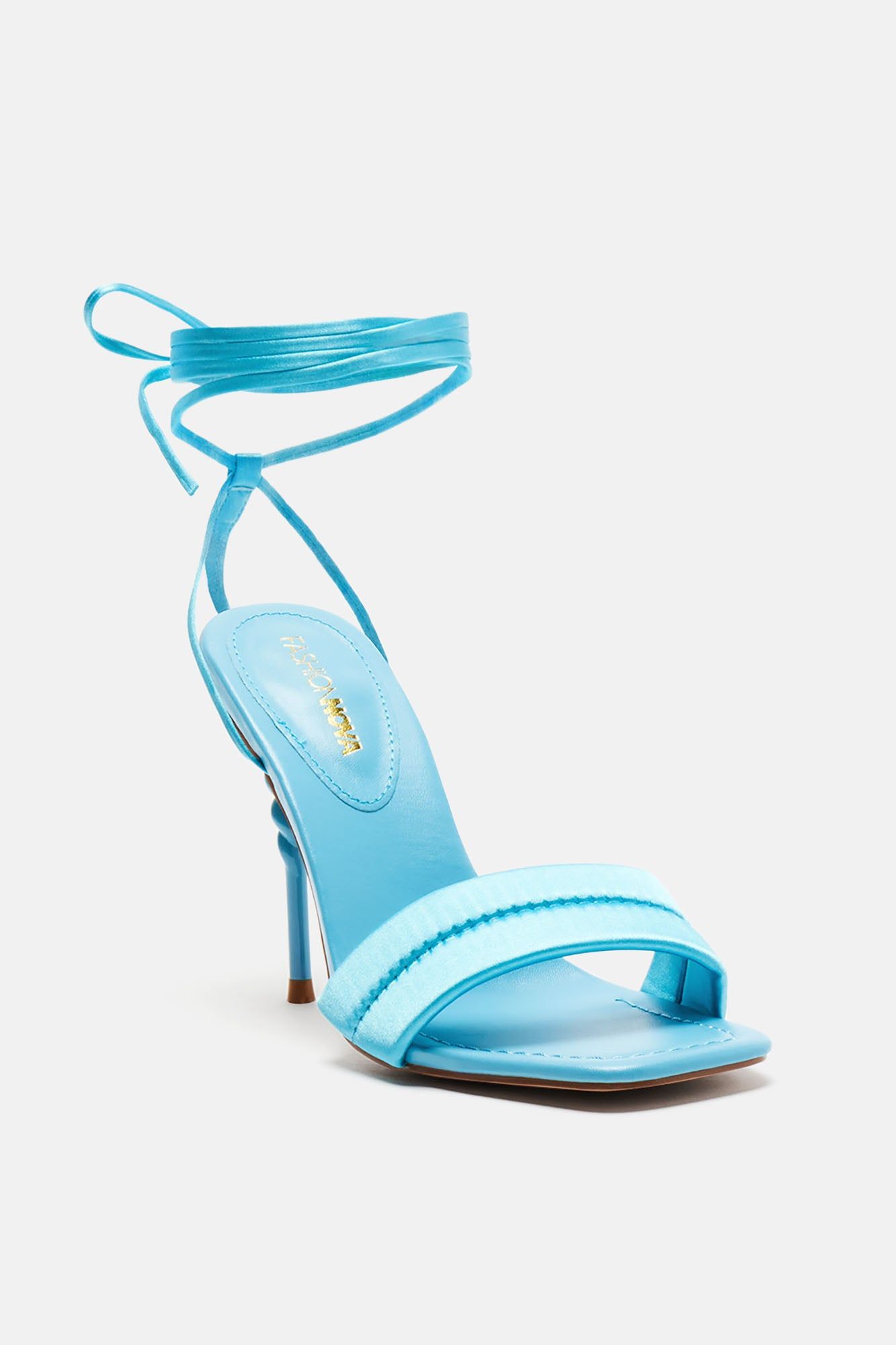 Charming Behavior Wrap Up Heeled Sandals - Blue sold by Fashion Nova product image thumbnail 3