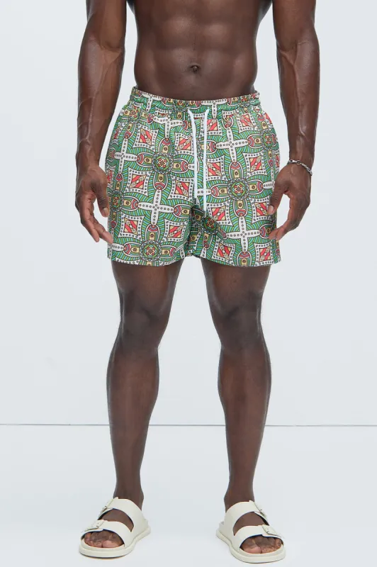 Lark Geometric Swim Trunks - Multi Color sold by Fashion Nova