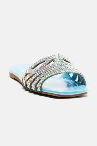 Flourishing Embellished Flat Sandals - Blue sold by Fashion Nova
