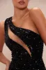 Esme Sequin Feather Mini Dress - Black sold by Fashion Nova