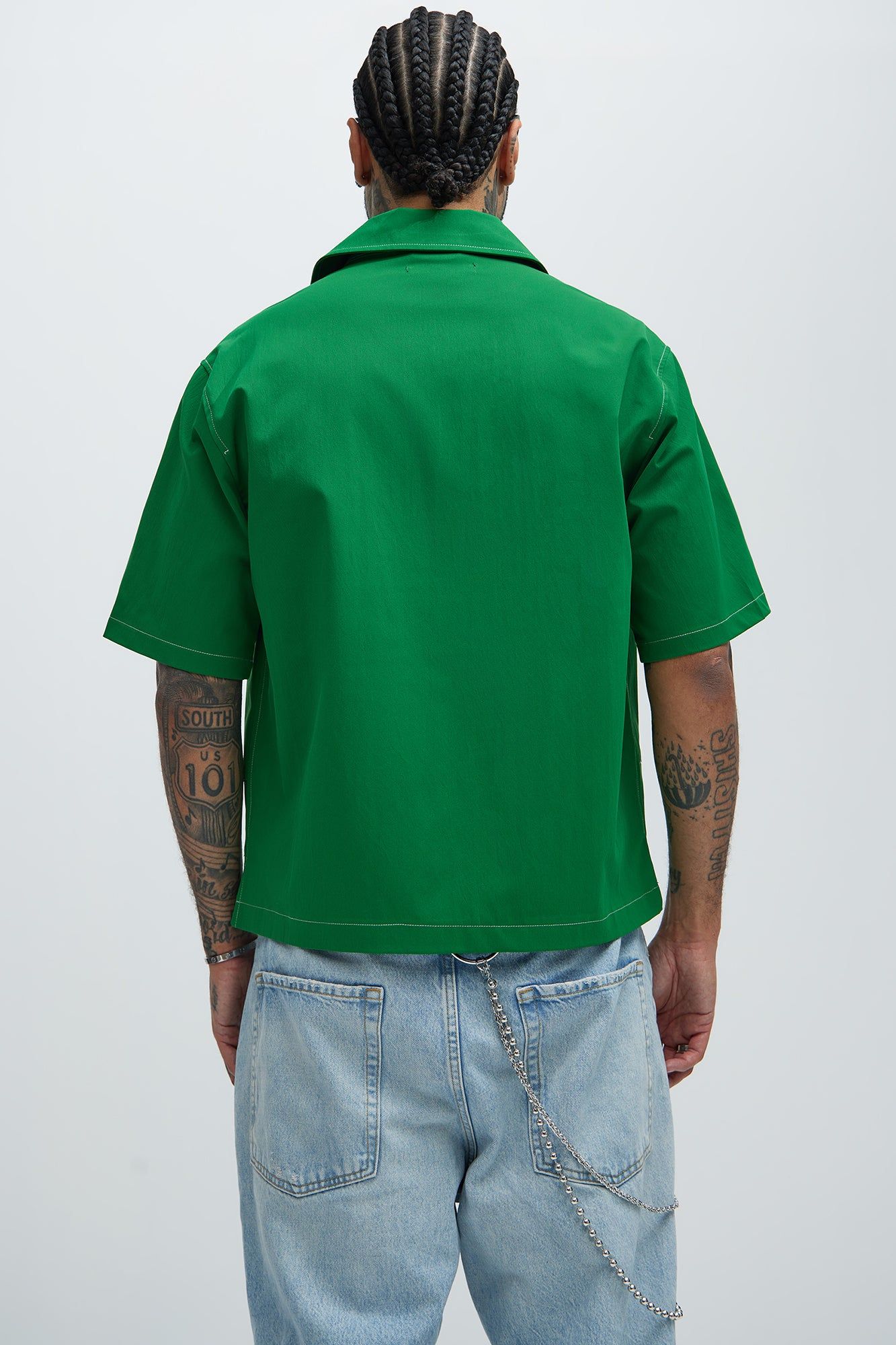 Hudson Contrast Stitching Shirt - Hunter sold by Fashion Nova product image thumbnail 4