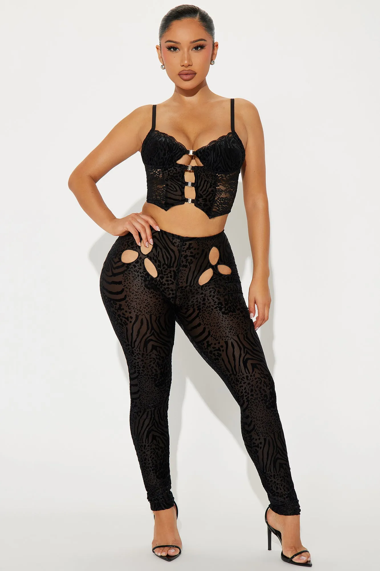 Diva Night Mesh Pant Set - Black sold by Fashion Nova