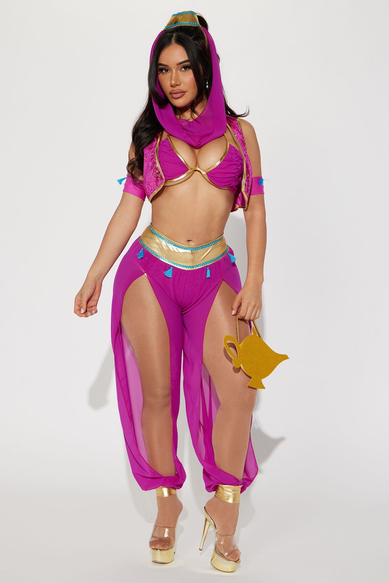 3 Wishes Genie 6 Piece Costume Set - Magenta/combo sold by Fashion Nova