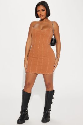 Sierra Denim Mini Dress - Cognac sold by Fashion Nova