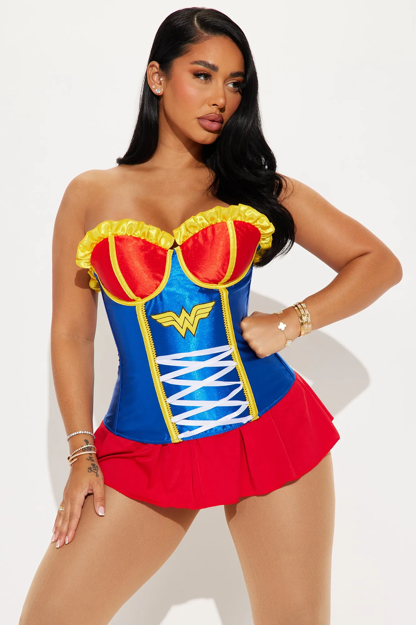 Wonder Woman Corset Top Costume - Blue/combo sold by Fashion Nova