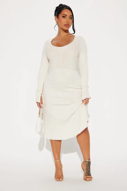 Dakoda Ribbed Midi Dress - Cream sold by Fashion Nova