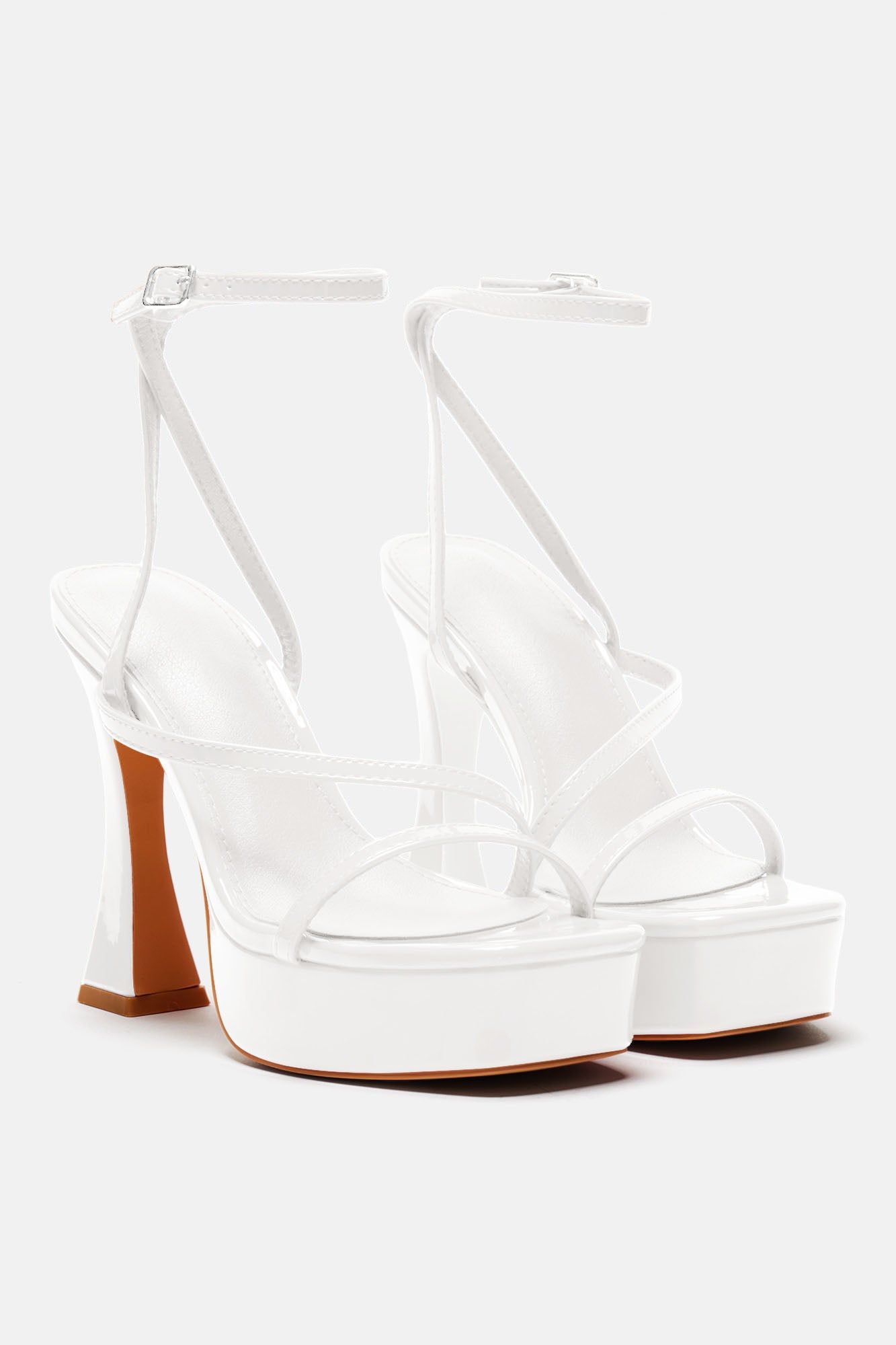 Andrea Platform Block Heels - White sold by Fashion Nova product image thumbnail 3